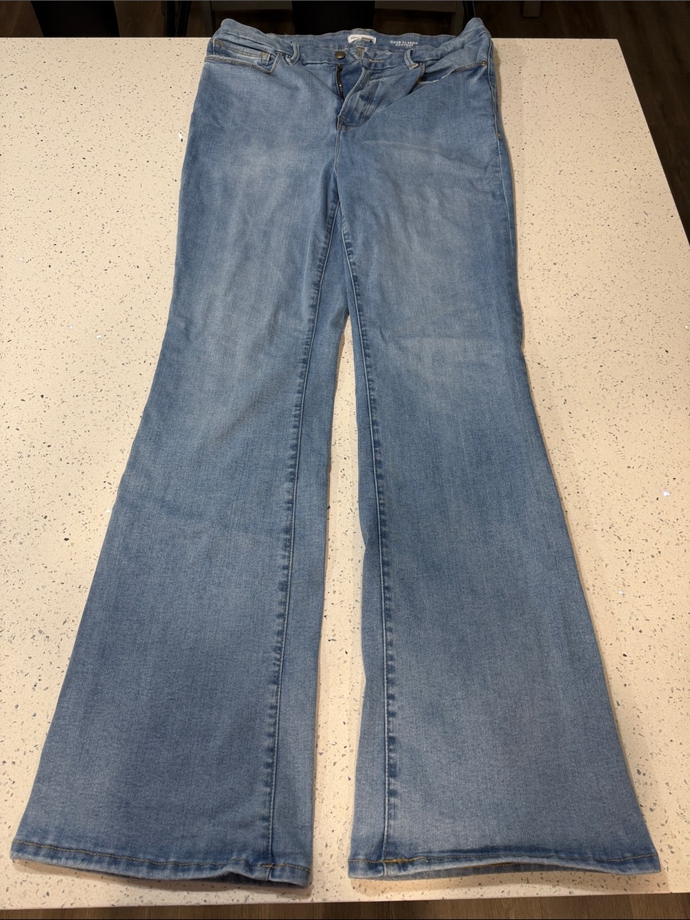 Good American Light Wash Boot-Cut Jeans